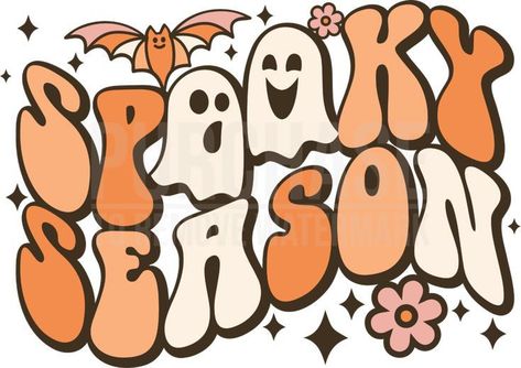 Spooky Season Graphic, Fun Halloween Pictures, Spooky Season Chalkboard Art, Funny Halloween Drawings, Cute Halloween Graphics, Halloween Sticker Ideas, Halloween Stickers Aesthetic, Cute Halloween Quotes, Cute Halloween Pictures