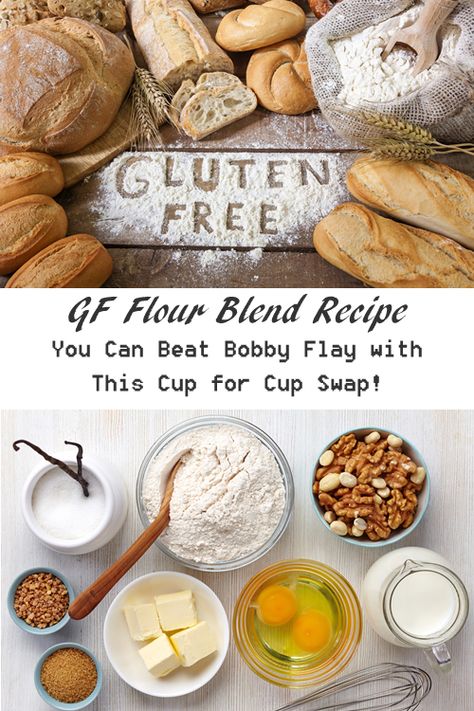 I'm making some of my favorite recipes & making them gluten-free with this GF flour blend.  It has NO Rice, Sorghum, Potato or Soy.  It's the best tasting & most like the "Real Thing".  I've ever had in my 15 years of GF baking experience.  You're gonna LOVE it! Gf Flour Blend Recipe, Gf Flour Recipe, Sorghum Flour Recipes Gluten Free, Cooking Charts, Gf Flour Blend, Pegan Diet, Gluten Free Flour Recipe, Banana Flour, Gluten Free Flour Mix