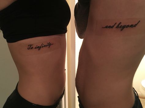 Too Infinity And Beyond Tattoo, To Infinity And Beyond Tattoo Couple, Gf Tattoo, Married Tattoos, To Infinity And Beyond Tattoo, Infinity And Beyond Tattoo, Beyond Tattoo, Meaning Full Tattoos, Siblings Tattoo