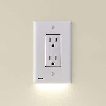 2 Pack - SnapPower GuideLight 2 [For Décor Outlets] - Replaces Plug-In Night Light - Electrical Receptacle Wall Plate with LED Night Lights - Auto On/Off Sensor - (Décor, White) Led Night Lights, Electrical Outlet Covers, Sensor Night Lights, Outlet Cover, Ceiling Fan In Kitchen, Living Room Decor Modern, Switch Plate Covers, Light Switch Plates, Bath Fixtures