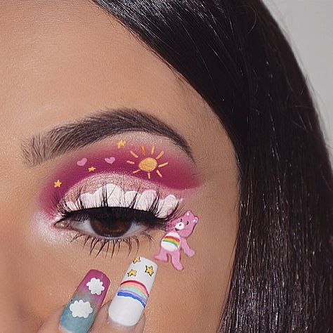 Cheer Bear (Make-Up by NasiaBelli @Instagram) #CareBears Bear Makeup Look, Red Care Bear, Care Bear Makeup, Bear Makeup, Roller Lash Mascara, Roller Lash, Cheer Bear, Disney Makeup, Halloween Makeup Inspiration