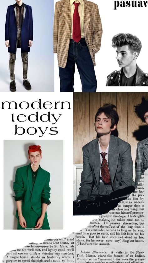 Teddy boy style collage Teddy Boys 1950s, Teddy Style, 1950s Music, Teddy Boy Style, Teddy Boy, Style Collage, Video Project, Jane Smith, Teddy Boys