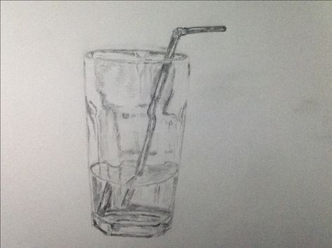 Glass with straw drawing Straw Drawing, Cup Drawing, Glass With Straw, Clear Cups, Drawing Inspo, Cup With Straw, Glass Cup, Pencil Drawings, Glass Vase