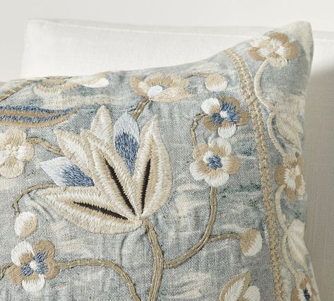 Sonya Embroidered Throw Pillow | Pottery Barn Pottery Barn Pillow Cover, Embroidered Pillow Covers, Pillow Fort, Pillows Decorative, Pillow Texture, Embroidered Cushions, Cushion Inserts, Pottery Barn Teen, Embroidered Pillow