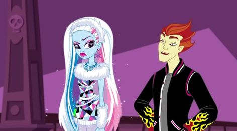 abby bomnable and heath burns. Monster High Wiki, Monster High Abbey, Abbey Bominable, Couple Cosplay, Moster High, Cartoon Monsters, Sketchbook Pages, Cartoons Series, Ever After High