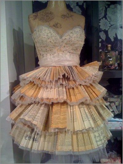 It's made out of vintage book pages & sheet music and was photographed in a random display window at the Dallas Home & Gift Show back in July Book Dress, Paper Dress, Old Book Pages, Dress Forms, Harry Potter Books, Old Book, Old Books, Dress Form, Book Pages