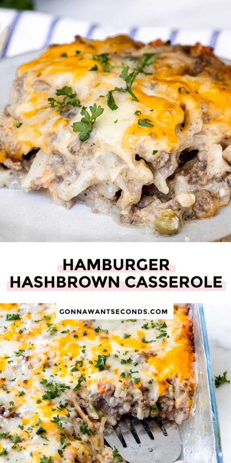 Hamburger Hashbrown Casserole Hamburger Hashbrown Casserole, Hamburger Hashbrown, Hashbrown Casserole, Hamburger Casserole, Hashbrown Recipes, Hash Brown Casserole, Beef Casserole Recipes, Easy Casserole Recipes, Easy Casserole