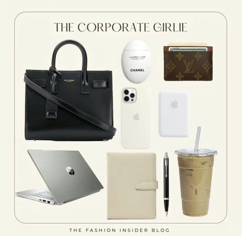 School Essentials Aesthetic, Corporate Woman, Corporate Girly, Corporate Girlie, Corporate Girl, Business Student, University Bag, Work Aesthetic, Aesthetic College