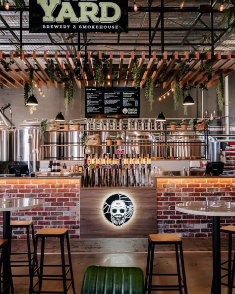 Cool Brewery Interior, Tap Room Brewery Design, Brewery Lighting, Brewpub Design, Draft Beer Bar, Brewery Interior Design, Micro Brewery Design, Steakhouse Design, Brewery Interior