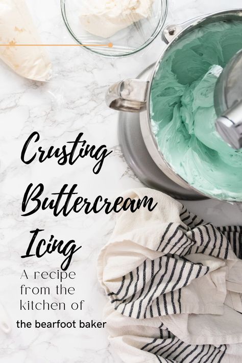 This recipe for crusting buttercream is perfect for icing a cake, cupcakes, and even cookies & will hold its shape even on warm days for flowers and other intricate decorations! #icingrecipe #crustingbuttercream #bakingbasics Crusting Icing For Cookies, Best Crusting Buttercream Frosting, Stuff Buttercream Frosting, Royal Icing Buttercream Recipe, Buttercream That Hardens, Royal Buttercream Icing Recipe, Crusting Buttercream Recipe For Cookies, Buttercream Icing For Decorating, Buttercream For Cookies