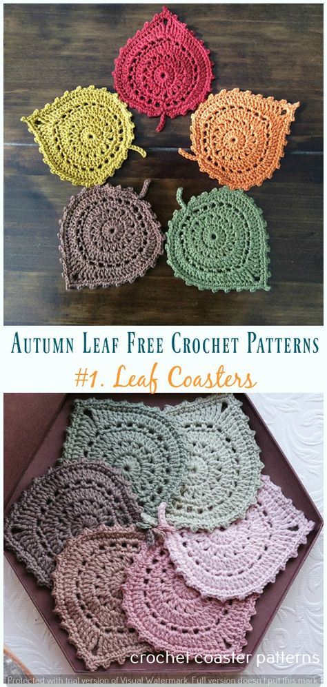 Beginner Friendly! 8 Easy Crochet Coaster Patterns to Get You Started Crochet Bunting Free Pattern, Crochet Leaf Free Pattern, Crochet Coaster Patterns, Leaf Coasters, Coaster Patterns, Crocheted Coasters, Coasters Crochet, Crochet Bunting, Crochet Coasters Free Pattern