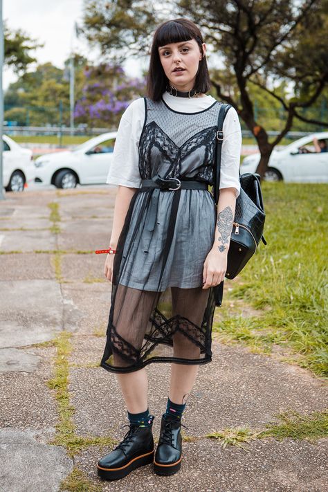 STYLECASTER | Lace Pieces We’re Coveting Now | See Through Black Lace Dress Sheer Dress Outfit Street Style, Sheer Dress Outfit, Sheer Dresses Outfit, Mesh Dress Outfit, Layered Clothes, Fem Fashion, Dress Layering, Classy Party, Dress Over Pants