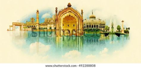 Lucknow City High Resolution Panoramic Water Stock Illustration 492288808 | Shutterstock Lucknow City, City Vector, Color Illustration, Art Decor Diy, City Illustration, Building Art, Architecture Illustration, City Landscape, Creative Ads