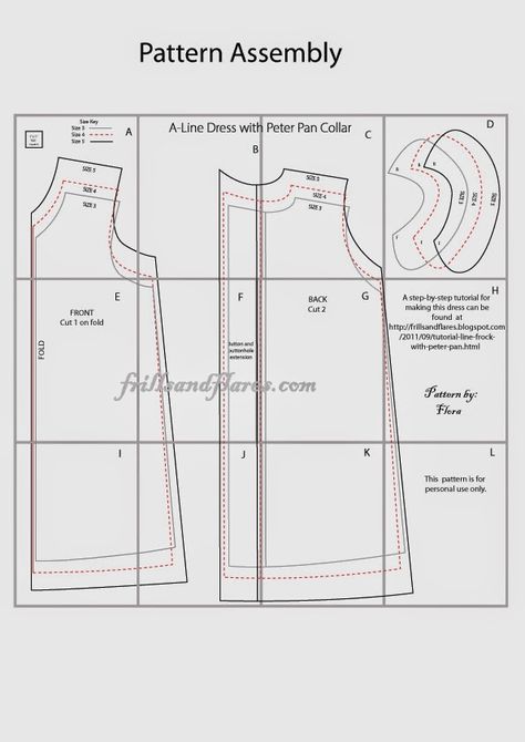 Today I am very excited to post the free pattern for the A-line dress with Peter pan collar for sizes 3, 4, and 5 as per the request of some... New Dress Pattern, Dress With Peter Pan Collar, Sewing Kids Clothes, Dress Patterns Free, Trendy Sewing, Baby Dress Patterns, Couture Mode, Sewing Patterns For Kids, Easy To Sew