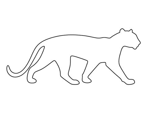 Panther pattern. Use the printable outline for crafts, creating stencils, scrapbooking, and more. Free PDF template to download and print at http://patternuniverse.com/download/panther-pattern/ Panther Silhouette Tattoo, Panther Outline, Jungle Animal Silhouette Printable Free, Panther Silhouette, Zoo Animal Silhouette Printable, Panther Svg, Printable Outline, Coloring Crafts, Animal Outline