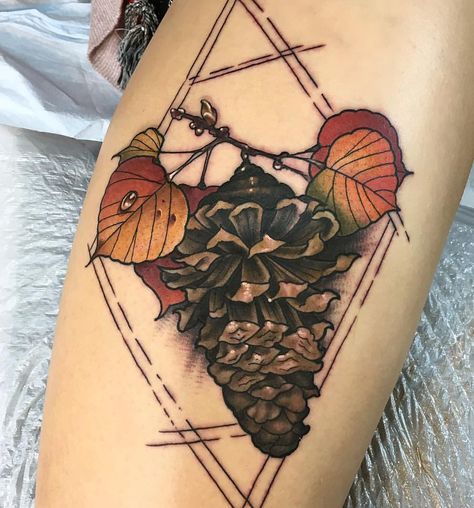 Aspen Leaves Tattoo, Aspen Leaf Tattoo, Aspen Tattoo, Pine Cone Tattoo, Black Owl Tattoo, Cone Tattoo, Maine Tattoo, Tattoo Mountain, Aspen Leaves