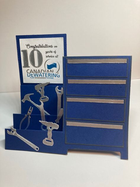 I was asked to make a special card for a mechanic celebrating 10 years with a company. He loved it. Mechanics Birthday, Homemade Christmas Cards, Small Engine, Birthday Cards Diy, Male Cards, Special Cards, Masculine Cards, Mechanical Engineering, Homemade Christmas