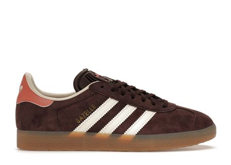 Adidas Gazelle Shadow (Women's) Sneakers in Brown/Cream White/Gum Brown Gazelle Adidas Outfit, Brown Gazelle, Adidas Shoes Women Superstar, Dark Brown Sneakers, Brown Sneakers Women, Hair Stylist Outfit, Adidas Gazelle Outfit, Tiktok Finds, Fashion 2025