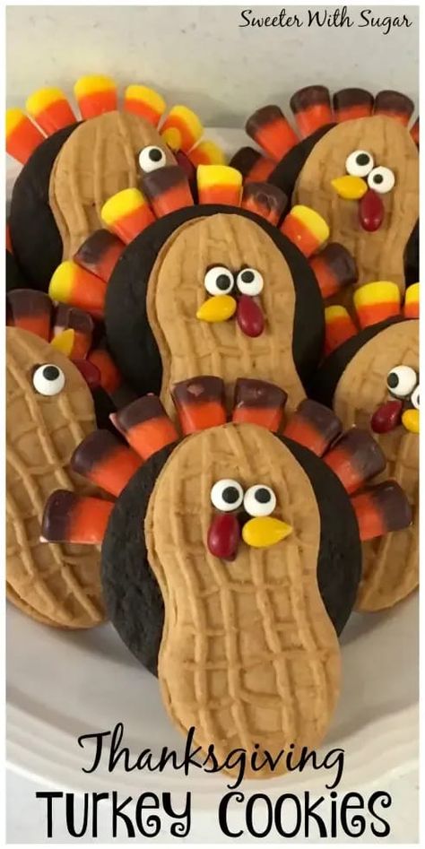 Autumn Craft Ideas, Thanksgiving Turkey Cookies, Cookies Thanksgiving, Thanksgiving Food Crafts, Thanksgiving Desserts Kids, Autumn Treats, Turkey Cupcakes, Pumpkin Tutorial, Turkey Treats