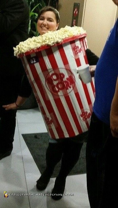 Coolest 1000+ Homemade Costumes You Can Make! Popcorn Costume Diy, Modest Halloween Costumes For Women, Popcorn Halloween Costume, Comfortable Costumes, White Trash Costume, Popcorn Homemade, Modest Halloween Costumes, Popcorn Costume, Boxing Halloween Costume