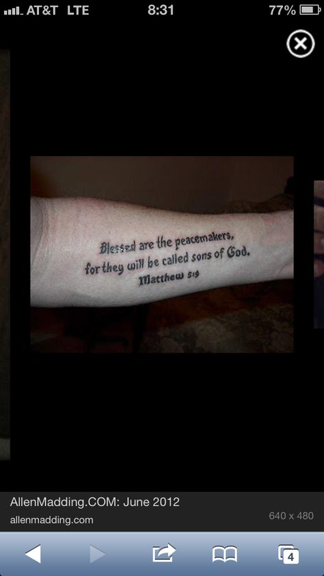 Matthew 5:9 tattoo idea Matthew 5 9 Tattoo, Matthew 11:28-30 Tattoo, Matthew 5:14-16 Tattoo, Matthew 10:16 Tattoo, Mathew 28:20 Tattoo, Matthew 6:26 Tattoo, Cop Tattoos, Police Tattoo, 9 Tattoo