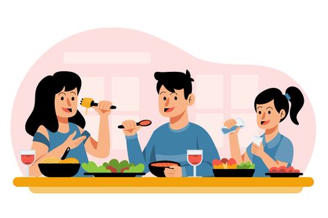 Free Vector | Hand drawn flat design people eating illustration People Eating Illustration, Mindless Eating, Summer Salads With Fruit, Flat Design Illustration, People Eating, Classroom Posters, Vector Hand, Art Challenge, Flat Design