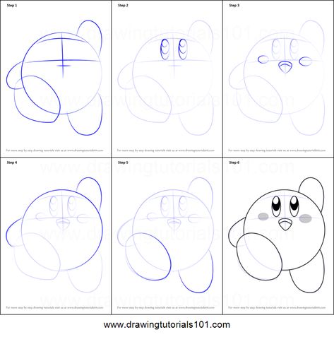 Draw Kirby, How To Draw Kirby, Disney Drawing Tutorial, Doodle Paint, Cartoon Drawing Tutorial, Drawing Tutorials For Beginners, Drawing Sheet, How To Make Drawing, Simple Canvas Paintings