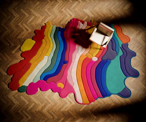 Ken Kelleher, Rainbow Carpet, Rainbow Rugs, Drip Edge, Printed Chair, Modern Crafts, Rainbow Cloud, Hand Tufted Rugs, Tufted Rug