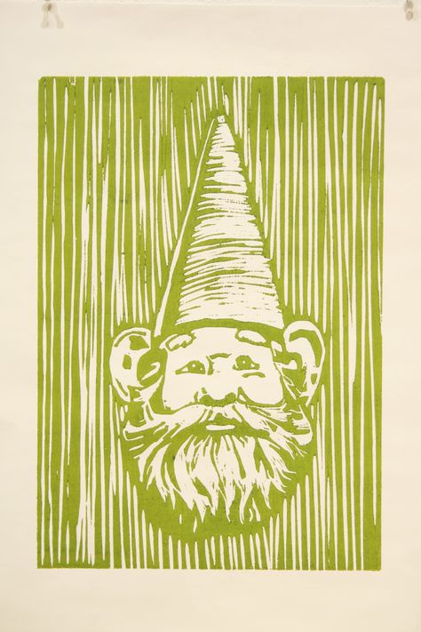 Gnome Linocut, Gnome Stencil, Lithography Printmaking, Seeds Packaging, Lino Print Pattern, Krampus Card, Woodcut Print, Woodcuts Prints, Daily Drawing