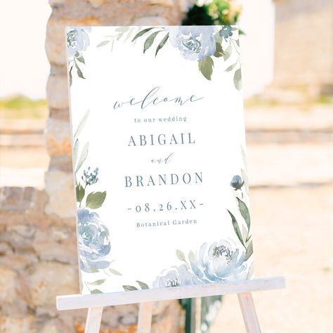 Green Wedding Decorations, Floral Wedding Sign, Blue Wedding Decorations, Blue Floral Wedding, Spring Garden Wedding, Green Themed Wedding, Sage Wedding, Blue Themed Wedding, Wedding Romantic