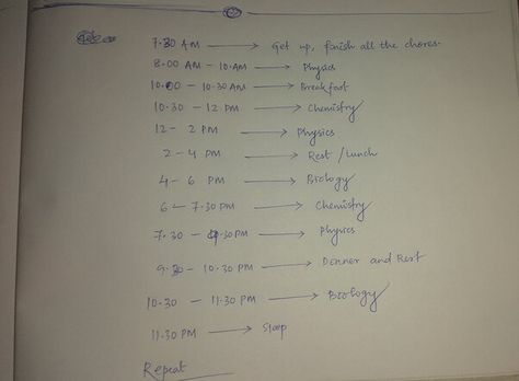 NEET daily time table and study routine for class 11, 12. Prepare a timetable for the whole day. It can be according to what you have as your strengths and weaknesses. #NEET #NEETTimeTable #NEETDailyRoutine #NEETDailyTimeTable Class 11 Study Routine, Class 11 Study Timetable, Time Table Daily Routine, Study Routine For Neet, Class 11 Timetable, Best Time Table For Study Class 12, Time Table For Neet Preparation, Timetable For Class 11 Science, Best Time Table For Study Neet