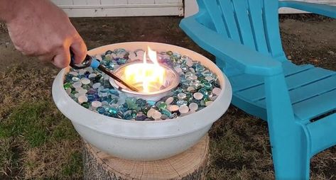 Diy Fire Pit Cheap Easy Simple, Diy Small Fire Pit Flower Pots, Sterno Fire Bowl, Diy Alcohol Fire Bowl, Rubbing Alcohol Fire Pit Diy, Homemade Fire Bowl, Dollar Tree Fire Pit, Diy Tabletop Fire Bowl Rubbing Alcohol, Diy Tabletop Fire Pit For Smores