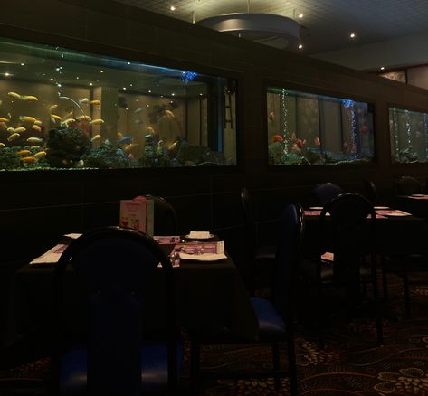 fish tank, fish tanks, fish tank wall, fish wall, fancy restaurant, dark aesthetic, restaurant fish tank, indoor fish tank, interior design, interior design inspo Fish Tank Interior, Indoor Fish Tank, Tank Interior, Fish Tank Wall, Restaurant Fish, Aesthetic Restaurant, Fish Tank Lights, Aquarium Design, Character Aesthetics