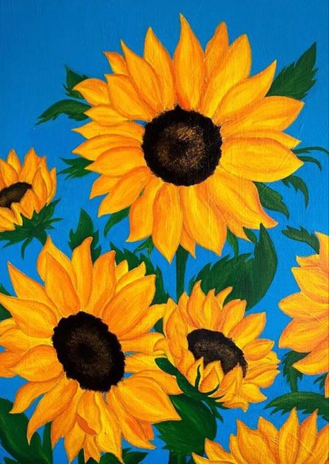 Sunflower Aesthetic Painting, Sun Flowers Paintings, Simple Sunflower Painting, Sunflower Painting Easy, Sunflower Painting Ideas, Acrylic Sunflower Painting, Easy Sunflower Painting, Sunflower Painting Acrylic, Sunflower Canvas Painting