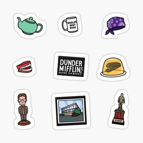 Dunder Mifflin, this is Pam. • Millions of unique designs by independent artists. Find your thing. Office Doodle, Interior Design Presentation Boards, Office Stickers, Office Journal, The Office Stickers, Funny Laptop Stickers, Doodle Sticker, Office Icon, Office Themes