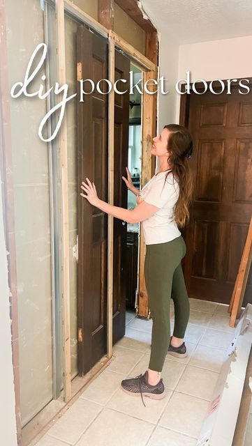 Diy Pocket Door, Converted Closet, Mud Paint, Drywall Mud, Diy Pocket, Pocket Door, Door Kits, Diy Door, Pocket Doors