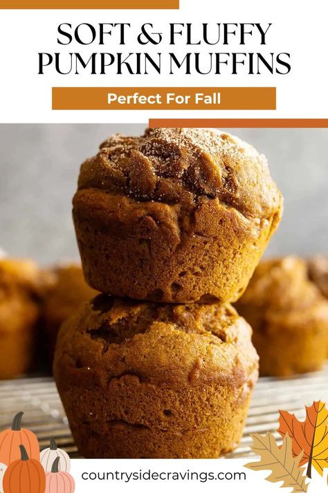 These warm, spiced Soft & Fluffy Pumpkin Muffins are packed with pumpkin goodness and have a light, airy texture that makes them irresistible. Perfect for a cozy fall treat! Homemade Pumpkin Muffins, Easy Pumpkin Muffins, Pumpkin Bites, Best Pumpkin Muffins, Pumpkin Bundt, Pumpkin Muffins Easy, Banana Yogurt, Nut Muffins, Breakfast Muffin