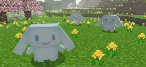 If you want adorable cinnamoroll roaming around in your Minecraft worlds?? Check out my YouTube! #minecraft #sanrio #aesthetic Cinnamoroll Minecraft Skin, Cinnamoroll Minecraft House, Kawaii World Minecraft, Cinnamoroll Minecraft, Minecraft Mods Aesthetic, Sanrio Minecraft Builds, Sanrio Minecraft, Avatar Minecraft, Kawaii Minecraft