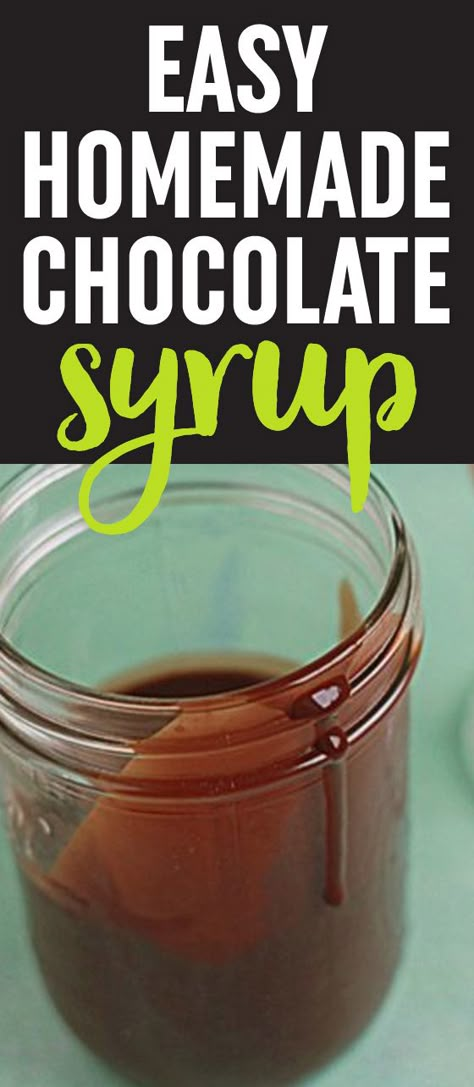 Easy Homemade Chocolate Syrup - Kitchen Treaty Chocolate Syrup Recipe, Chocolate Syrup Recipes, Homemade Chocolate Syrup, Coffee Syrups, Hershey Syrup, Make Your Own Chocolate, 4 Ingredient Recipes, Syrup Recipes, Homemade Syrup