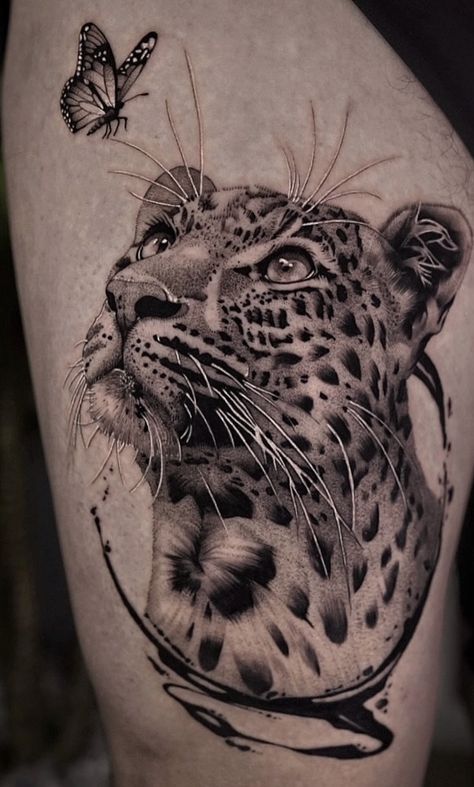 Panther Sleeve Tattoo, Leopard Back Tattoo, Tigres Tattoo, Microrealism Tattoo, Tiger Face Tattoo, Cheetah Tattoo, Leopard Tattoo, Lion Art Tattoo, Big Cat Tattoo