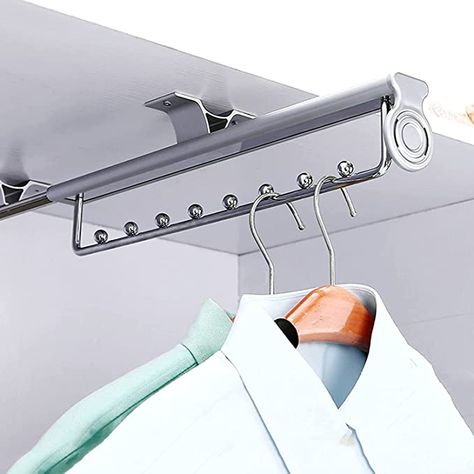 EdirFtra Retractable clothes rail for pull-out aluminum hanger hanger The hanger is retractable and space-saving,31CM : Amazon.co.uk: Home & Kitchen Wardrobe Rail, Trouser Hangers, Bedroom Cupboard, The Hanger, Clothes Rail, Organizing Systems, Space Saving Storage, Hanging Racks, Cabinet Organization