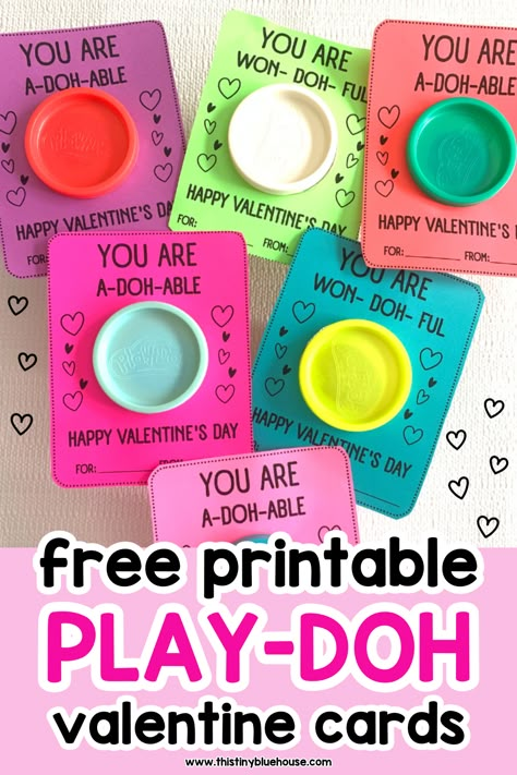 These adorable non-candy Valentine cards are so cute and really easy to make. Our free printable Play-Doh Valentine cards are perfect for sending to school. Kids absolutely love getting this play-doh valentine for kids! It's always a hit with young kids! Add a chocolate if you want to add a sweet treat but this play-doh Valentine card printable is plenty without. Head on over to our website to score your free Play-Doh Valentine template today! Valentines For Kids From Teacher, Valentines For Kindergarten Classmates, Valentines For Kids School Classroom, Class Party Snacks, Play Dough Valentine, Non Candy Valentines, Play Dough Gift, Candy Free Valentines, Valentine Card Printable