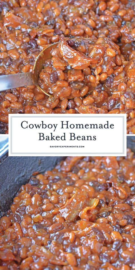 Baked Beans With Hamburger, Cowboy Dinner, Baked Bean Recipe, Homemade Baked Beans Recipe, Cowboy Baked Beans, Baked Beans From Scratch, Simple Baked Beans Recipe, Easy Baked Beans, Baked Beans With Bacon