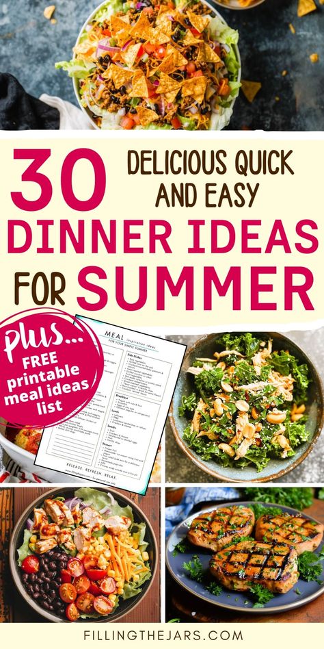 Summer Meal Ideas Dinners, Easy Cottage Meals, Summer Supper Ideas, Light Summer Salads, Simple Summer Meals, Easy Chicken Parmesan Bake, Summer Supper, Summer Lunches, Cottage Meals