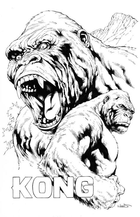 Island Coloring Pages, King Kong Skull Island, King Kong Movie, Kong Skull Island, King Kong Art, Kong Godzilla, Gorillas Art, King Kong Vs Godzilla, Gorilla Tattoo