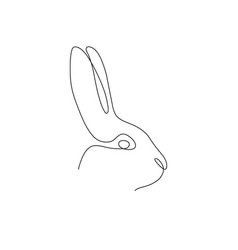 One Line Rabbit, Rabbit Tattoo, Rabbit Vector, Bunny Tattoos, Rabbit Tattoos, Rabbit Head, Design Silhouette, Amazing Drawings, Single Line