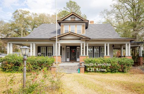 Darling South Carolina Home For Sale on 1.23 Acre $125K Carolina Homes, South Carolina Homes, Heart Pine Flooring, Heart Pine, Old Houses For Sale, Pine Floors, Tall Ceilings, Metal Shop, Brick And Mortar