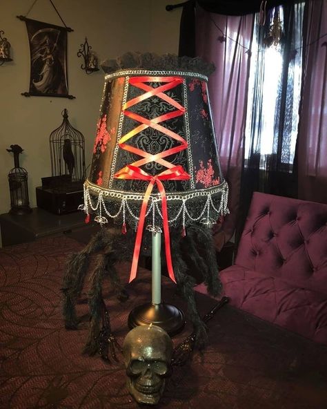 Goth Lamp, Gothic Lamp, Patchwork Decor, Goth Houses, Victorian Lamp, Dream Furniture, Diy Lamp Shade, Gothic Decor, Custom Decor