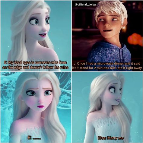 Jack X Elsa Fanart, Elsa And Jack Frost Fan Art, Jelsa Fanart Cute, Funny Frozen, Jelsa Comics, Jelsa Fanart, Disney Hogwarts, Disney Princess Funny, Best Friend Questions