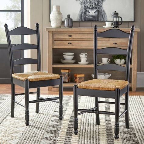 Simple Living Jessie Ladder back dining chair (Set of 2) - Bed Bath & Beyond - 31766365 Modern Farmhouse Kitchen Table Ideas, Black Rattan Dining Chairs, Modern Farmhouse Dining Chairs, Rustic Kitchen Chairs, Farmhouse Table And Chairs, Ladder Back Dining Chairs, Target Store, Windsor Dining Chairs, Creek House